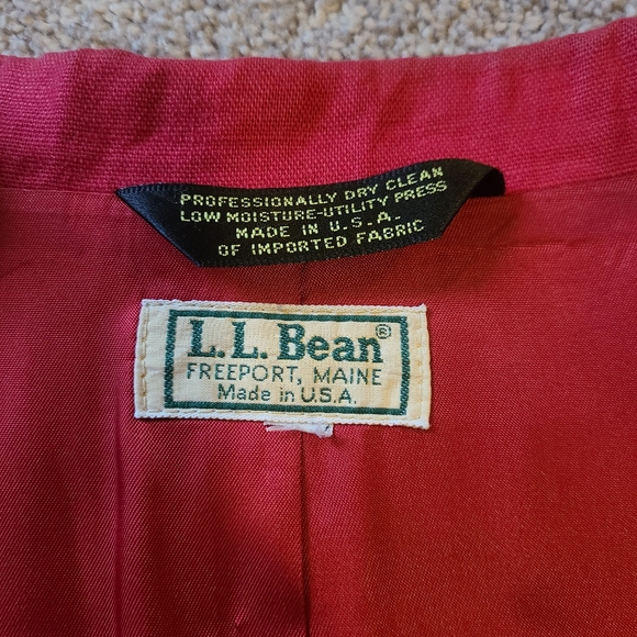 LL Bean Vintage Women's Blazer Size 20 Petite Linen Cotton Blend Red Long Sleeve - Picture 5 of 10